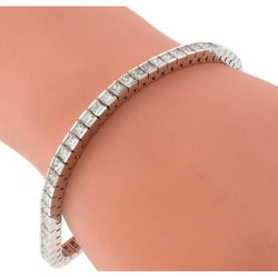 Real  9 Carats Channel Set Princess Cut Diamond Tennis Bracelet White