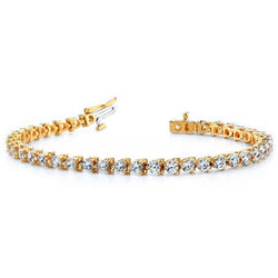 Real  8.20 Carats Diamonds Basic Style Yellow Gold Tennis Bracelet