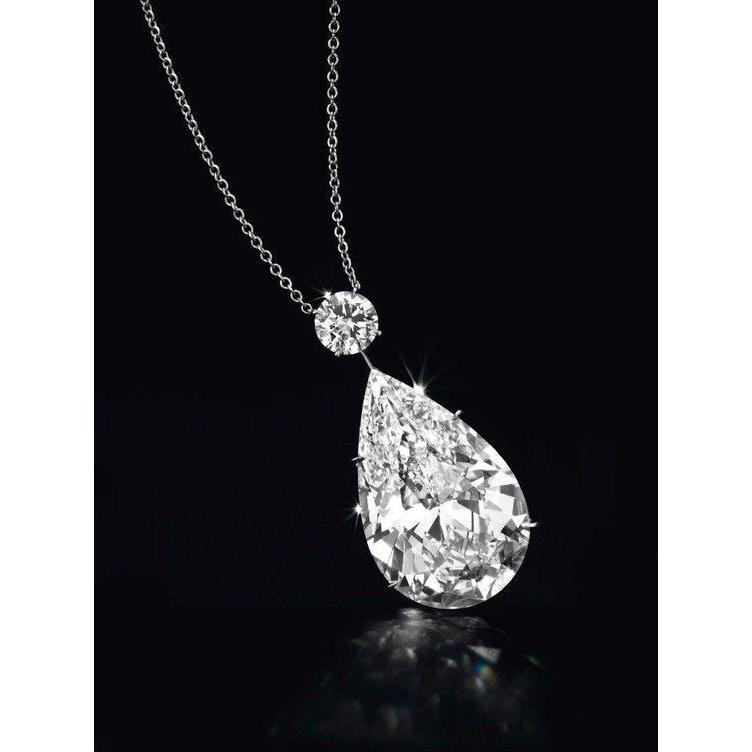 9 Carats Pear & Round Diamond Necklace Pendant Solid Gold Jewelry New Pendant