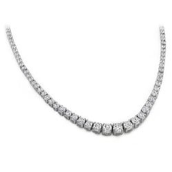9 Carats Prong Set Diamonds Tennis Necklace White Gold 14K