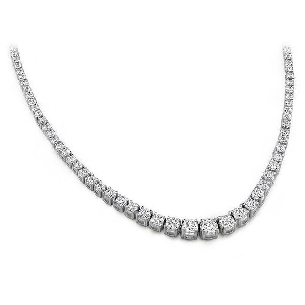 9 Carats Prong Set Diamonds Tennis Necklace White Gold 14K Necklace