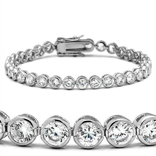 9 Carats Round Cut Diamonds Bezel Setting Bracelet White Gold Tennis Bracelet