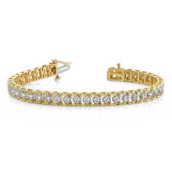 8 Carats Round Lab Grown Diamonds Tennis Bracelet Yellow Gold