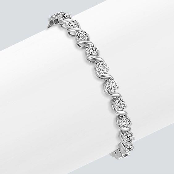 9 Carats White Round Diamond Link Tennis Bracelet Solid White Gold Tennis Bracelet