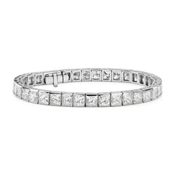 Genuine 9 Ct Channel Set Princess Cut Natural Diamond Tennis Bracelet White Gold