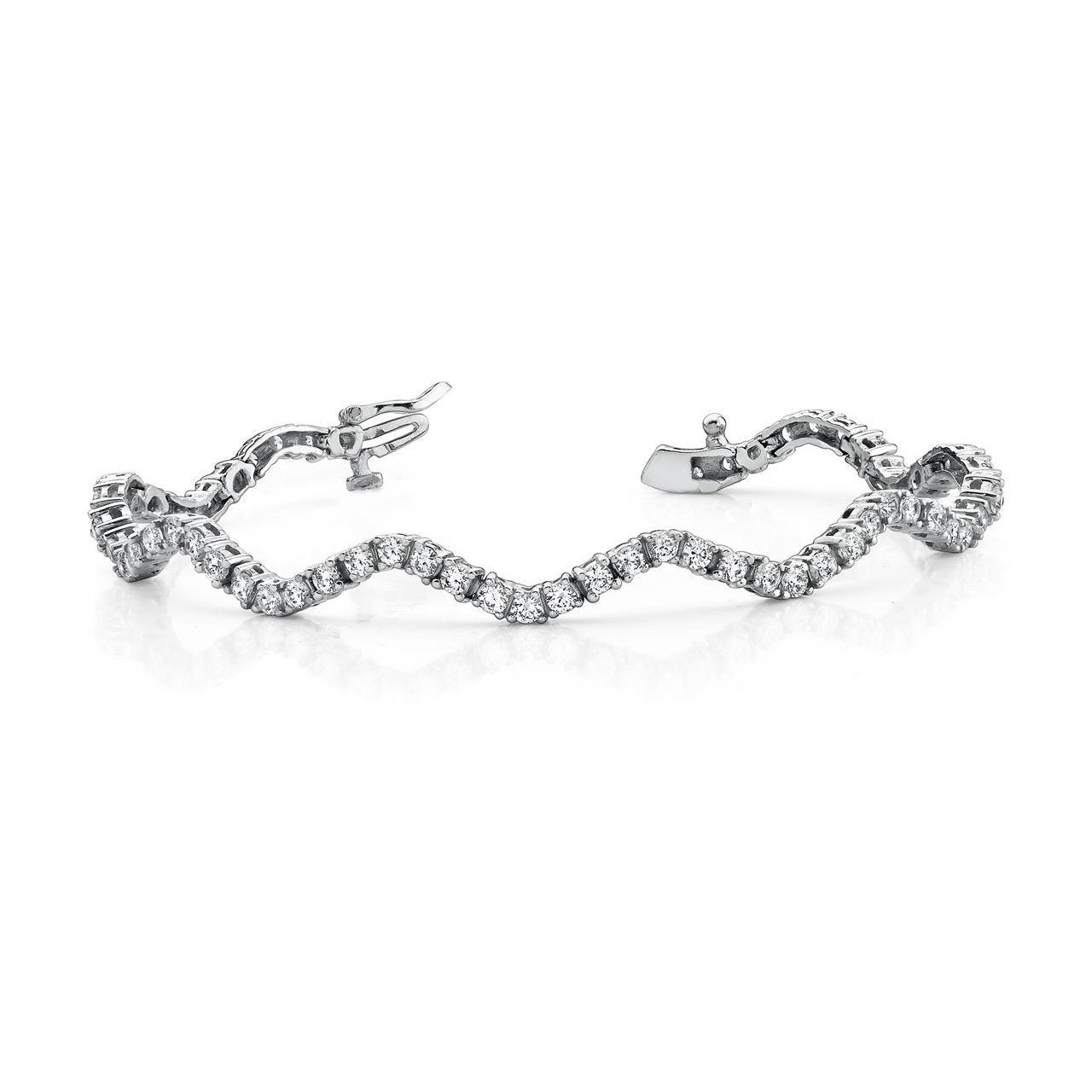 6.50 Ct Gorgeous Round Cut Diamonds Winding Road Bracelet White Gold 14K Tennis Bracelet