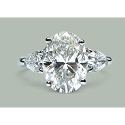 9 Ct Oval Diamonds Three Stone Pear Engagement Ring