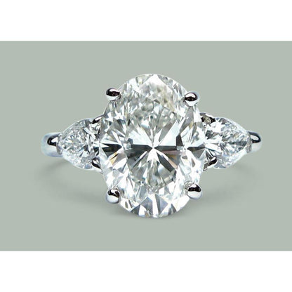 9 Ct Oval Diamonds Three Stone Pear Engagement Ring Three Stone Ring