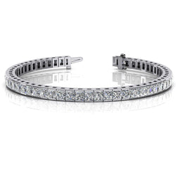 Real  14 Ct Princess Cut Diamond Tennis Bracelet Solid White Gold Jewelry