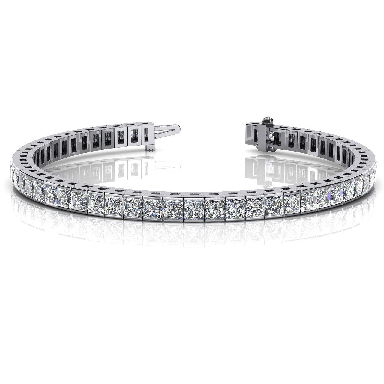 14 Ct  Princess Cut Diamond Tennis Bracelet Solid White Gold Jewelry Tennis Bracelet