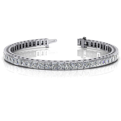 14 Ct  Princess Cut Diamond Tennis Bracelet Solid White Gold Jewelry Tennis Bracelet