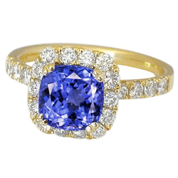 9.00 Ct Tanzanite And Natural Earth Mined Diamonds Ring Gold Yellow 14K