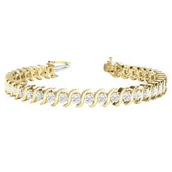 Real  9.50 Carats Diamond Tennis Bracelet 14K Yellow Gold