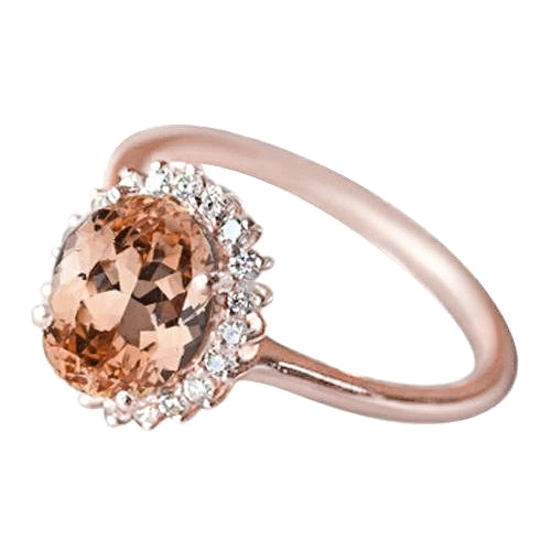Brilliant Engagement Morganite With Diamonds Anniversary Ring Gold Rose
