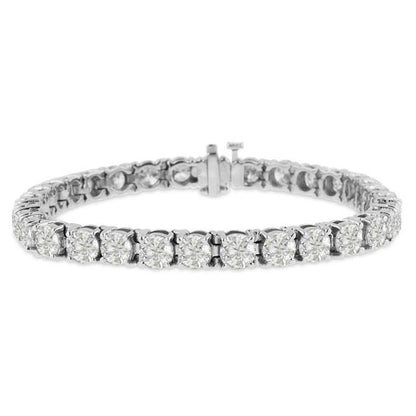 9.60 Carats Round Cut Sparkling Lab Grown Diamonds Bracelet White Gold