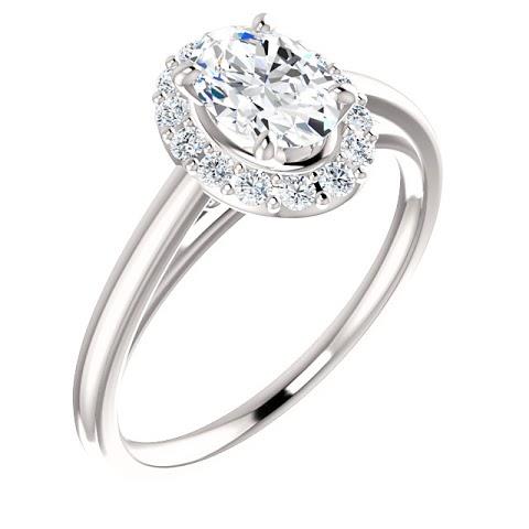 Halo Ring 2 Carats Oval Cut Diamond Engagement Ring 14K White Gold