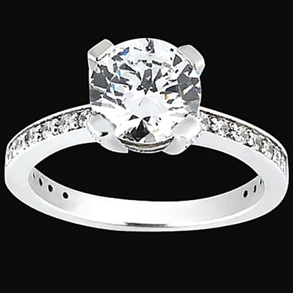  High Quality Twisted Sparkling Solitaire Ring with Accents White Gold Diamond