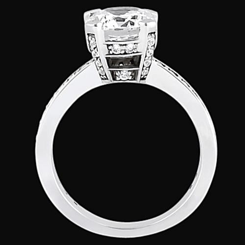  High Quality Twisted Sparkling Solitaire Ring with Accents White Gold Diamond