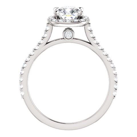 1.35 Ct Halo Cushion & Round Diamond Wedding Ring Band 14K White Gold Halo Ring