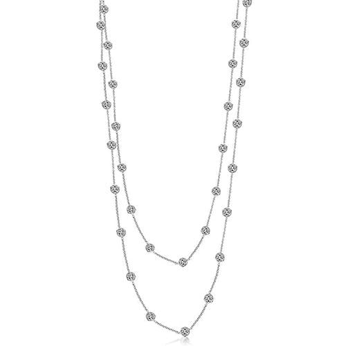 9.30 Ct Diamonds By Yard Necklace Double 18”/16” Inch Chain Chains Necklace