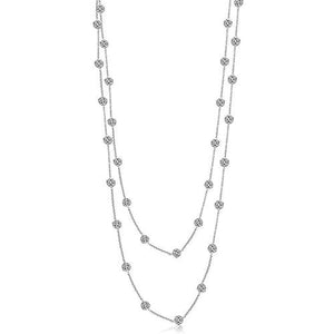 9.30 Ct Diamonds By Yard Necklace Double 18”/16” Inch Chain Chains Necklace