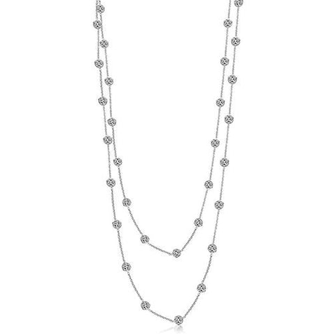 9.30 Ct Diamonds By Yard Necklace Double 18”/16” Inch Chain Chains Necklace