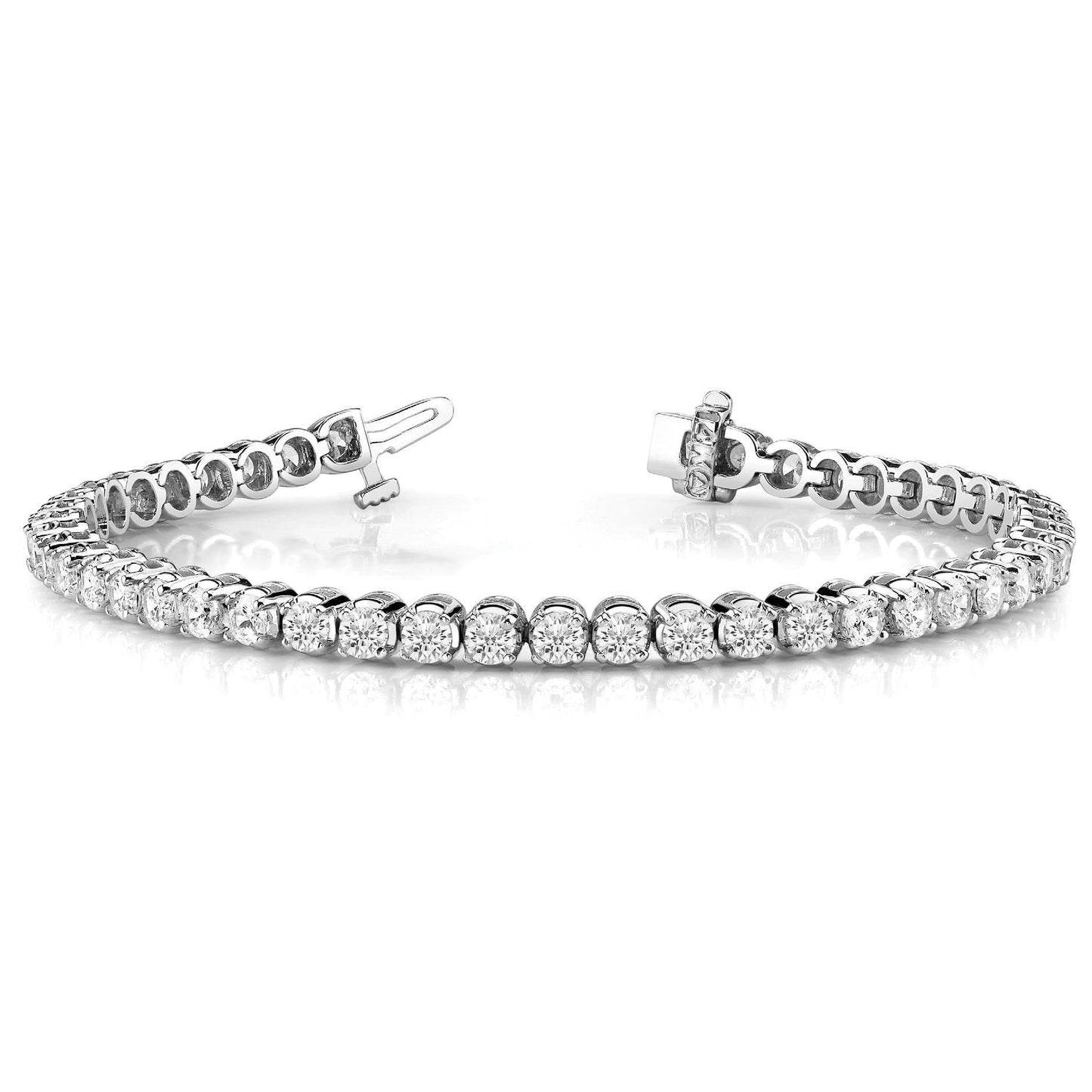 7.40 Carats Round Cut Lab Grown Diamond Tennis Bracelet WG 14K