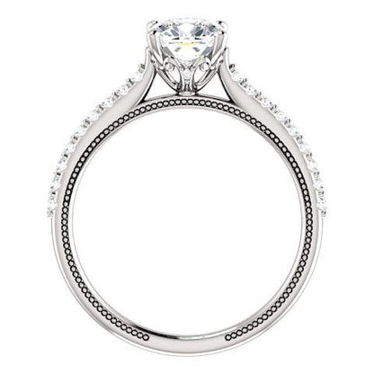 Cushion Brilliant Engagement White Gold Diamond Solitaire Accents
