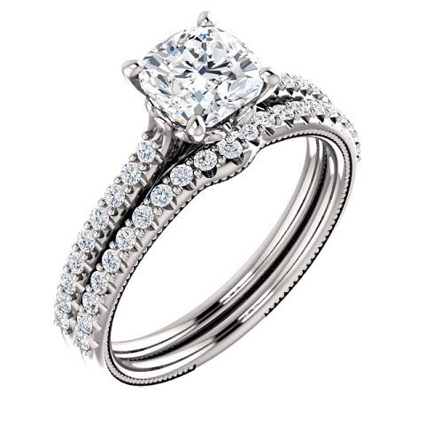  Engagement White Gold Diamond Solitaire Ring with Accents