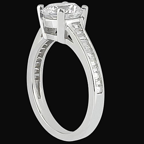 Unique Solitaire Ring with Accents White Gold Diamond 