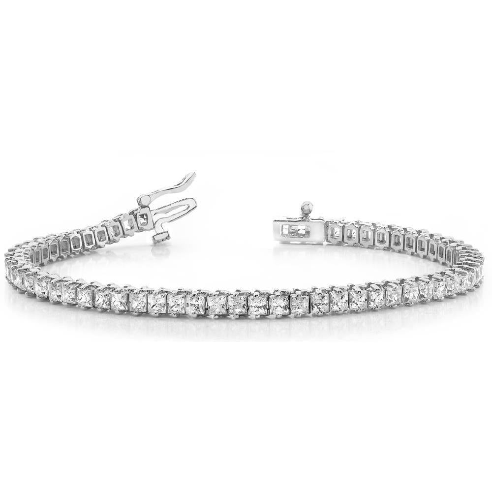 9.70 Ct Prong Set Princess Cut Diamonds Tennis Bracelet White Gold Tennis Bracelet