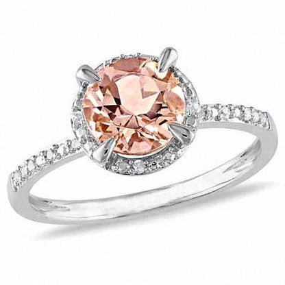  Gorgeous fancy Morganite And Diamonds    White Gold Gemstone Ring