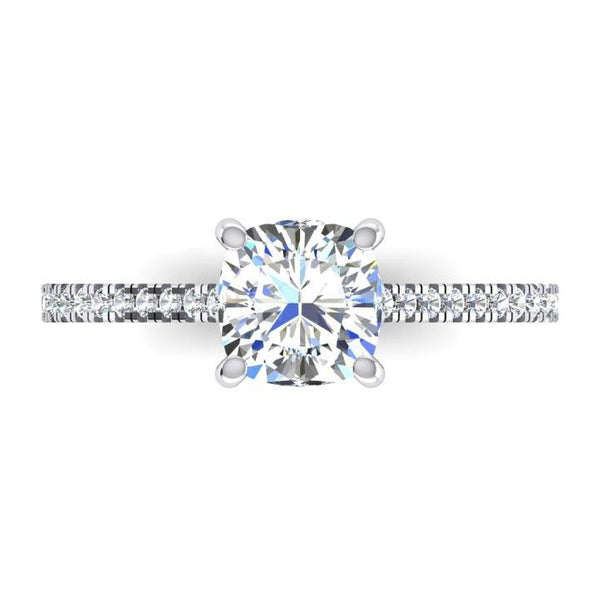 Cushion Mined Diamond Engagement Ring White Gold Cathedral Setting 2 Carats