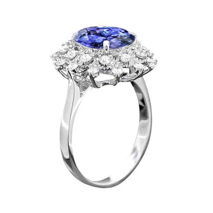 Tanzanite Round Diamond   Lady’s  Ring White Gold
