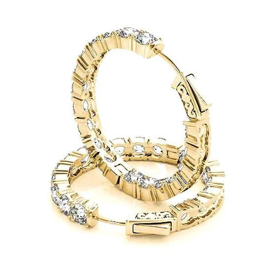 Hoop Diamond Earrings 7.20 Carats Prong Setting Ladies Jewelry Hoop Earrings