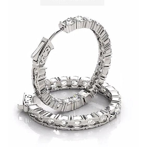 Hoop Earrings Diamond Hoop Earrings 7.20 Carats F Vs1 White Gold 14K