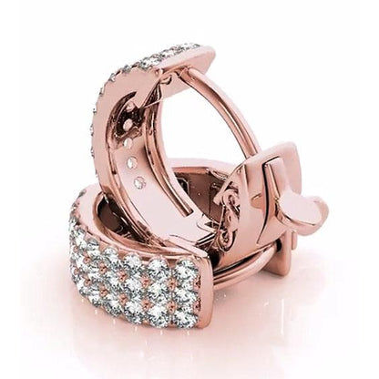 Hoop Earrings Diamond Hoop Earrings Rose Gold 2.40 Carats