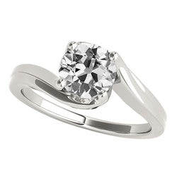 Women's Solitaire Ring Old Mine Cut Natural Earth Mined Diamond Tension Style 1.50 Carats