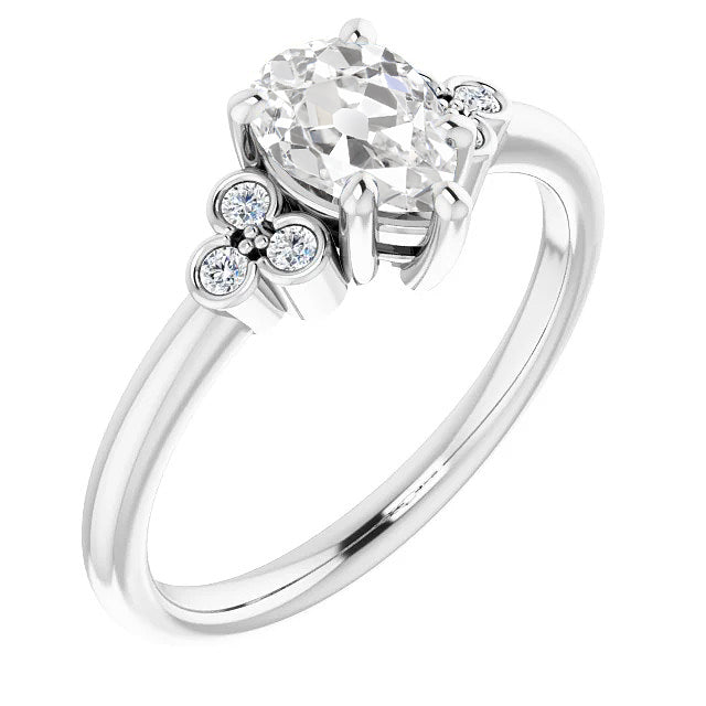 Wedding Ring White Gold Oval Old Miner Diamond