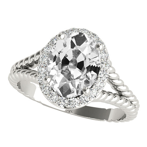 Halo Ring Oval Old Cut Diamond