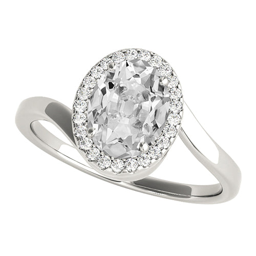 Gold Oval Old Miner Diamond Halo Ring