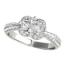 Halo Ring With Accents Round & Oval Old Mine Cut Natural Earth Mined Diamond 5.40 Carats