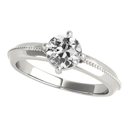 Solitaire Engagement Ring Old Mine Cut Diamond 4 Prong Set 1.50 Carats