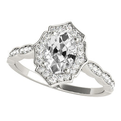 Halo Ring Oval Old Miner Diamond Star Style Jewelry 5 Carats