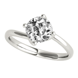 Round Old Miner Genuine Natural Earth Mined Diamond Solitaire Ring 4 Prong Set 2 Carats