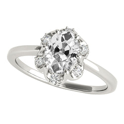 Round & Oval Old Miner Diamond Halo Wedding Ring 6 Prong Set 4 Carats