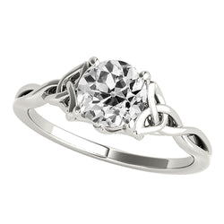 Solitaire Ring Old Cut Natural Earth Mined Diamond Trinity Knot Infinity Style 2 Carats