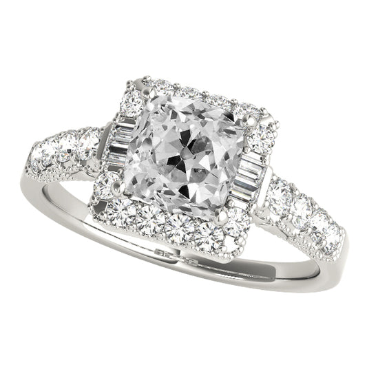 Halo Old Miner Diamond Ring With Accents