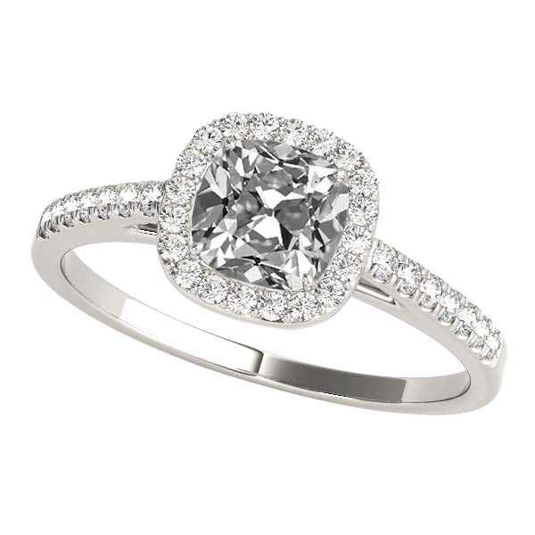 Women's Halo Ring Old Miner Diamond Pave Set