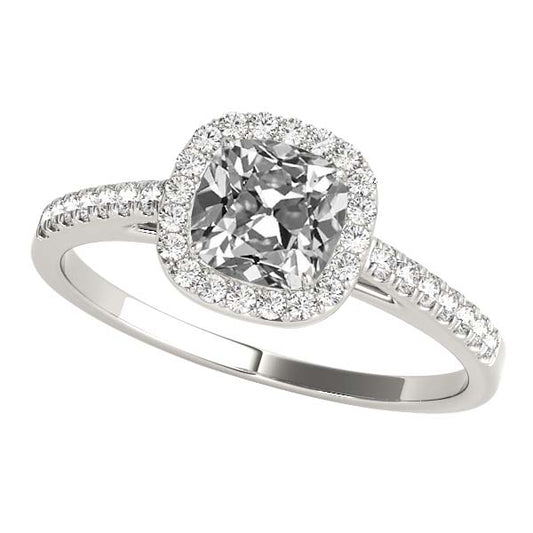 Women's Halo Ring Old Miner Diamond Pave Set